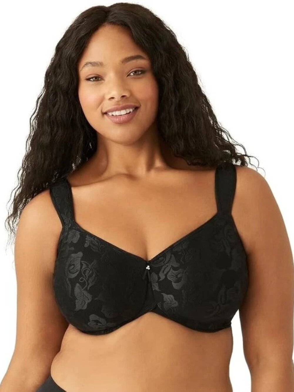Wacoal 85567 Black Floral Jacquard Full Coverage Bra 36H Underwire